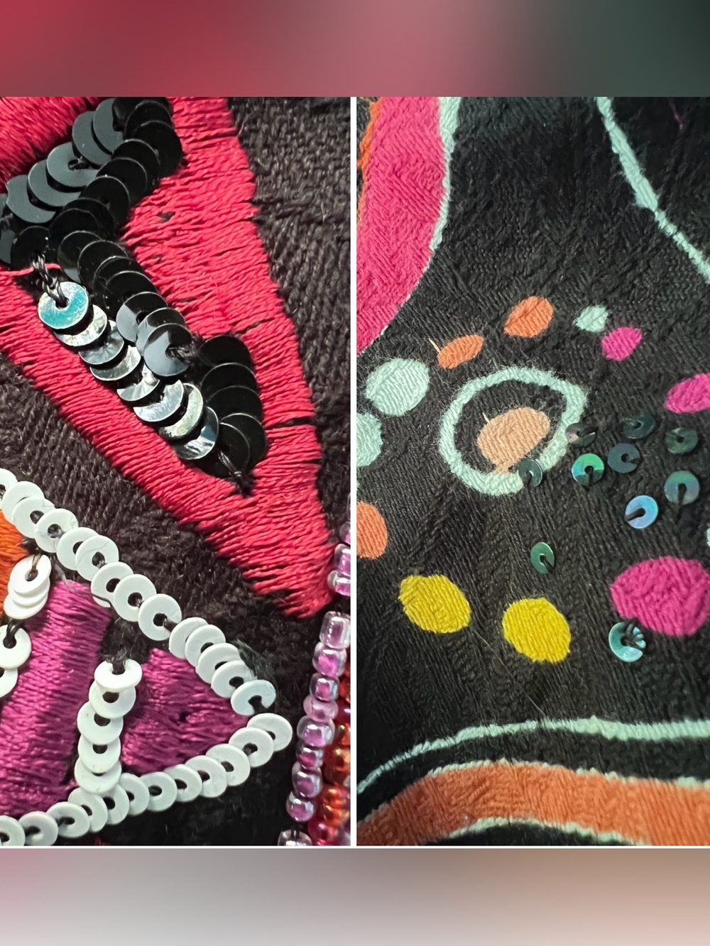 Vintage 90s Multicoloured Jacket Abstract • Beads & Sequins on Black• Statement - Picture 2 of 16